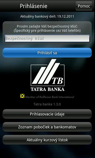 Android - aplikácia Tatra banka 2