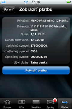 iPhone - aplikácia Tatra banka 3