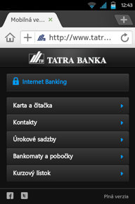 Tatra banka Mobilná verzia